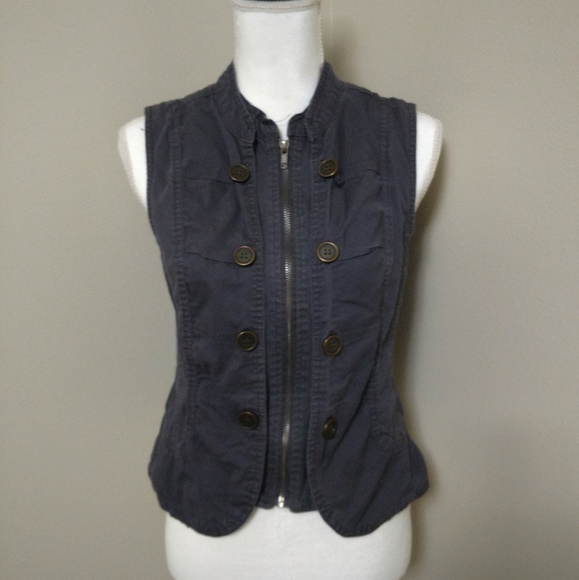 Vanity Tops - Gray steampunk inspired zip up vest